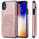 For iPhone XS Cat Tree Embossing Pattern Shockproof Protective Case with Card Slots & Photo Frame(Rose Gold) - 1