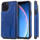 For iPhone 11 Pro Cat Tree Embossing Pattern Shockproof Protective Case with Card Slots & Photo Frame(Blue) - 1