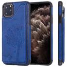 For iPhone 11 Pro Max Cat Tree Embossing Pattern Shockproof Protective Case with Card Slots & Photo Frame(Blue) - 1