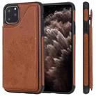For iPhone 11 Pro Max Cat Tree Embossing Pattern Shockproof Protective Case with Card Slots & Photo Frame(Brown) - 1