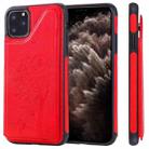 For iPhone 11 Pro Max Cat Tree Embossing Pattern Shockproof Protective Case with Card Slots & Photo Frame(Red) - 1