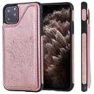 For iPhone 11 Pro Max Cat Tree Embossing Pattern Shockproof Protective Case with Card Slots & Photo Frame(Rose Gold) - 1