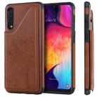 For Galaxy A50 Cat Tree Embossing Pattern Shockproof Protective Case with Card Slots & Photo Frame(Brown) - 1