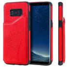 For Galaxy S8 Cat Tree Embossing Pattern Shockproof Protective Case with Card Slots & Photo Frame(Red) - 1