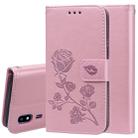 For Galaxy A2 Core Pressed Printing Rose Pattern Horizontal Flip PU Leather Case with Holder & Card Slots & Wallet(Rose Gold) - 1