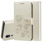 For Galaxy A2 Core Pressed Printing Rose Pattern Horizontal Flip PU Leather Case with Holder & Card Slots & Wallet(Gold) - 1