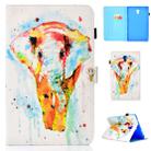 For Galaxy Tab A 10.5 T590 Colored Drawing Stitching Horizontal Flip Leather Case, with Holder & Card Slots(Watercolor Elephant) - 1