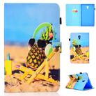 For Galaxy Tab A 10.5 T590 Colored Drawing Stitching Horizontal Flip Leather Case, with Holder & Card Slots(Pineapple) - 1