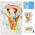 For Huawei MediaPad T5 Colored Drawing Stitching Horizontal Flip Leather Case, with Holder & Card Slots(Watercolor Elephant) - 1