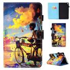 For Amazon Kindle Fire HD 8 Colored Drawing Stitching Horizontal Flip Leather Case, with Holder & Card Slots(Bike Boy) - 1