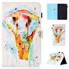For Amazon Kindle Fire HD 10 Colored Drawing Stitching Horizontal Flip Leather Case, with Holder & Card Slots(Watercolor Elephant) - 1