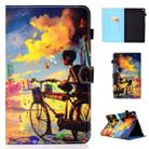 For Amazon Kindle Fire HD 10 Colored Drawing Stitching Horizontal Flip Leather Case, with Holder & Card Slots(Bike Boy) - 1