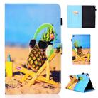 For Amazon Kindle Fire HD 10 Colored Drawing Stitching Horizontal Flip Leather Case, with Holder & Card Slots(Pineapple) - 1