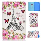 For Galaxy Tab A 8.0 & S Pen (2019) P200 Colored Drawing Stitching Horizontal Flip Leather Case, with Holder & Card Slots(Flower Tower) - 1