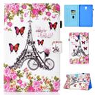 For Galaxy Tab A 10.5 T590 Colored Drawing Stitching Horizontal Flip Leather Case, with Holder & Card Slots(Flower Tower) - 1