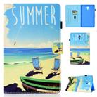 For Galaxy Tab A 10.5 T590 Colored Drawing Stitching Horizontal Flip Leather Case, with Holder & Card Slots(Beach) - 1