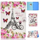 For Huawei MediaPad T5 Colored Drawing Stitching Horizontal Flip Leather Case, with Holder & Card Slots(Flower Tower) - 1