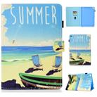 For iPad 5 / 6 / 8 Colored Drawing Stitching Horizontal Flip Leather Case, with Holder & Card Slots(Beach) - 1