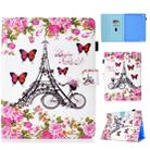 For iPad 2 / 3 / 4 Colored Drawing Stitching Horizontal Flip Leather Case, with Holder & Card Slots(Flower Tower) - 1