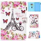 For iPad Mini 1 / 2 / 3 / 4 Colored Drawing Stitching Horizontal Flip Leather Case, with Holder & Card Slots(Flower Tower) - 1