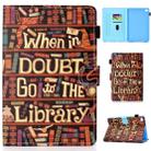For iPad Mini 1 / 2 / 3 / 4 Colored Drawing Stitching Horizontal Flip Leather Case, with Holder & Card Slots(Library) - 1
