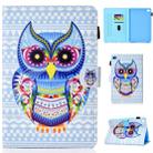 For iPad Mini 1 / 2 / 3 / 4 Colored Drawing Stitching Horizontal Flip Leather Case, with Holder & Card Slots(Colored Owl) - 1