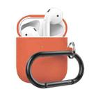 Anti-fall Silicone Charging Box Protective Case with Carabiner for AirPods 2(Peach) - 1