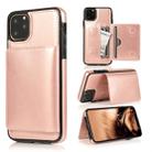 For iPhone 11 Pro Max Shockproof PU + TPU Protective Case with Card Slots & Holder(Rose Gold) - 1