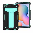 For Samsung Galaxy Tab A7 10.4 (2020) T-shaped Bracket Contrast Color Shockproof PC + Silicone Protective Case(Black+Mint Geen) - 1