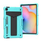 For Samsung Galaxy Tab S6 Lite P610/615 T-shaped Bracket Contrast Color Shockproof PC + Silicone Protective Case(Mint Green+Black) - 1