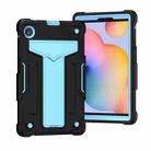 For Huawei MatePad T8 T-shaped Bracket Contrast Color Shockproof PC + Silicone Protective Case(Black+Blue) - 1