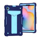 For Huawei MatePad T8 T-shaped Bracket Contrast Color Shockproof PC + Silicone Protective Case(Navy+Blue) - 1