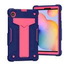 For Huawei MatePad T8 T-shaped Bracket Contrast Color Shockproof PC + Silicone Protective Case(Navy+Rose Red) - 1