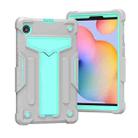 For Huawei MatePad T8 T-shaped Bracket Contrast Color Shockproof PC + Silicone Protective Case(Grey+Mint Green) - 1