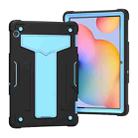 For Huawei MediaPad T5 T-shaped Bracket Contrast Color Shockproof PC + Silicone Protective Case(Black+Blue) - 1