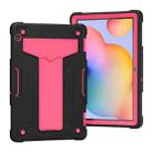 For Huawei MediaPad T5 T-shaped Bracket Contrast Color Shockproof PC + Silicone Protective Case(Black+Rose Red) - 1