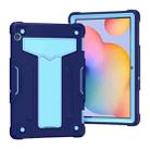 For Huawei MediaPad T5 T-shaped Bracket Contrast Color Shockproof PC + Silicone Protective Case(Navy+Blue) - 1