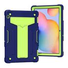 For Huawei MediaPad T5 T-shaped Bracket Contrast Color Shockproof PC + Silicone Protective Case(Navy+Green) - 1