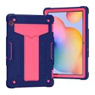 For Huawei MediaPad T5 T-shaped Bracket Contrast Color Shockproof PC + Silicone Protective Case(Navy+Rose Red) - 1