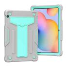 For Huawei MediaPad T5 T-shaped Bracket Contrast Color Shockproof PC + Silicone Protective Case(Grey+Mint Green) - 1