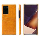 For Samsung Galaxy Note 20 Fierre Shann Retro Oil Wax Texture PU Leather Case with Card Slots(Yellow) - 1