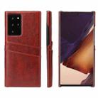 For Samsung Galaxy Note 20 Fierre Shann Retro Oil Wax Texture PU Leather Case with Card Slots(Brown) - 1