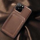 For iPhone 12 mini Mutural Yalan Series Magnetic Design PU + TPU Protective Case with Detachable Card Holder (Brown) - 1