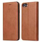 For iPhone SE 2022 / SE 2020 / 8 / 7 Fierre Shann PU Genuine Leather Texture Horizontal Flip Leather Case with Holder & Card Slots & Wallet(Brown) - 1