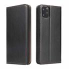 Fierre Shann PU Genuine Leather Texture Horizontal Flip Leather Case with Holder & Card Slots & Wallet For iPhone 11(Black) - 1