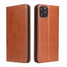 Fierre Shann PU Genuine Leather Texture Horizontal Flip Leather Case with Holder & Card Slots & Wallet For iPhone 11(Brown) - 1