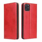 Fierre Shann PU Genuine Leather Texture Horizontal Flip Leather Case with Holder & Card Slots & Wallet For iPhone 11 Pro(Red) - 1