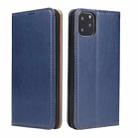 Fierre Shann PU Genuine Leather Texture Horizontal Flip Leather Case with Holder & Card Slots & Wallet For iPhone 11 Pro Max(Blue) - 1