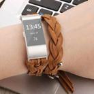 For Fitbit Charge 2 Weave Leather Watch Band(Khaki) - 1