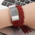 For Fitbit Charge 2 Weave Leather Watch Band(Red) - 1